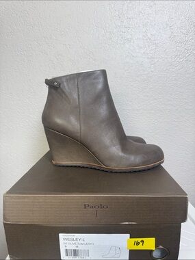 Paolo Dark Olive Wedge Ankle Boots